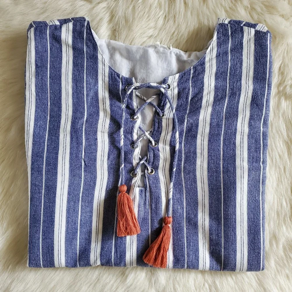 Tularosa X Revolve Warren Tunic Dress in Indigo Stripe Size Small EUC - Picture 9 of 13